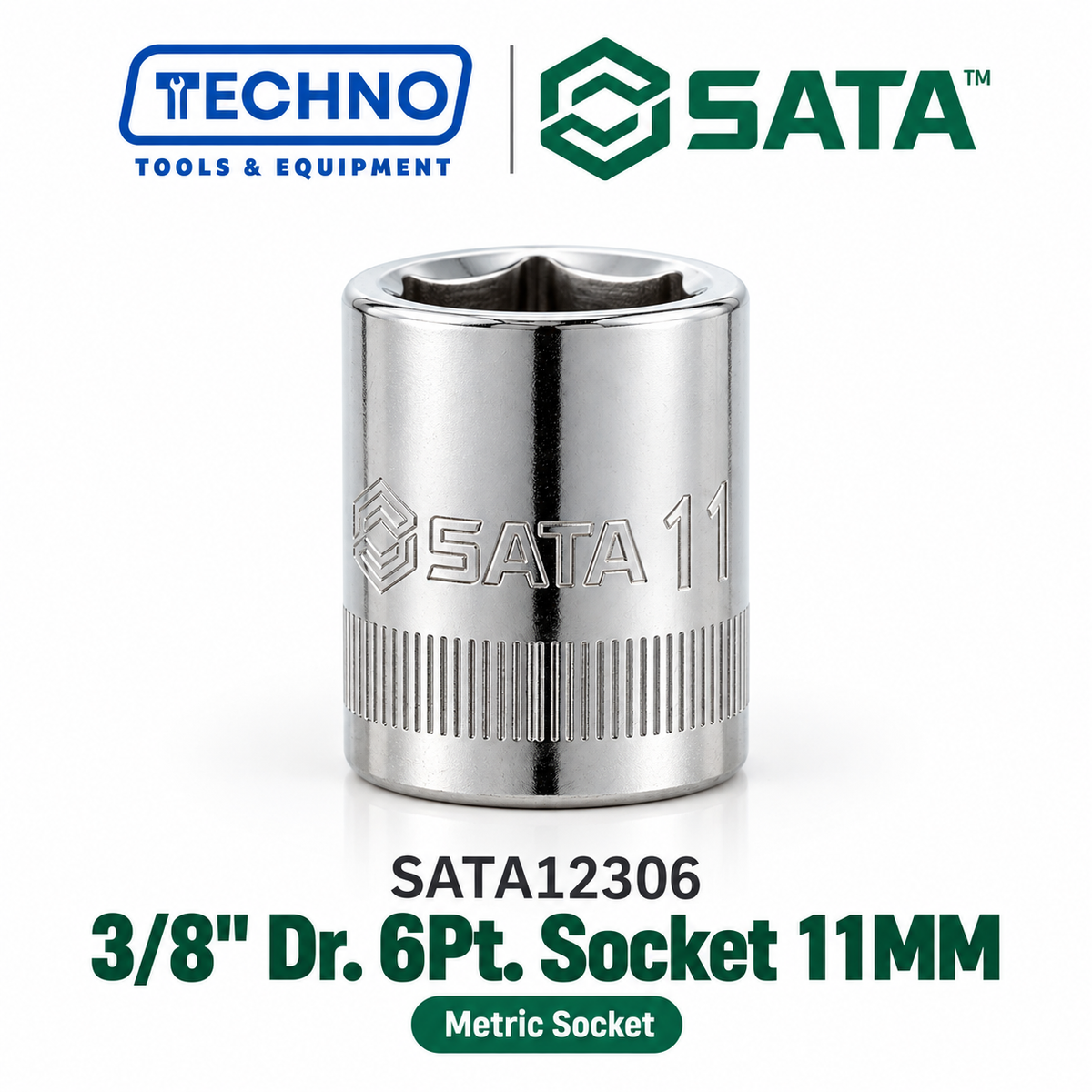 Shop SATA12301-12318 3/8" Dr. 6-point metric sockets, sizes 6mm to 24mm. Durable, precision-machined, hand-tool use only. Lifetime warranty. 18 sizes.
