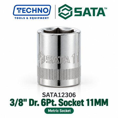 Shop SATA12301-12318 3/8" Dr. 6-point metric sockets, sizes 6mm to 24mm. Durable, precision-machined, hand-tool use only. Lifetime warranty. 18 sizes.