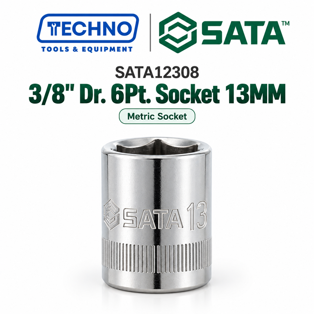 Shop SATA12301-12318 3/8" Dr. 6-point metric sockets, sizes 6mm to 24mm. Durable, precision-machined, hand-tool use only. Lifetime warranty. 18 sizes.