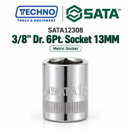 Shop SATA12301-12318 3/8" Dr. 6-point metric sockets, sizes 6mm to 24mm. Durable, precision-machined, hand-tool use only. Lifetime warranty. 18 sizes.
