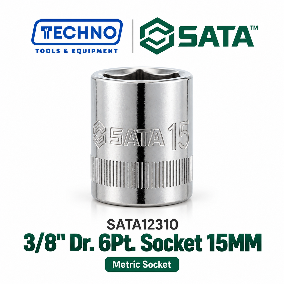 Shop SATA12301-12318 3/8" Dr. 6-point metric sockets, sizes 6mm to 24mm. Durable, precision-machined, hand-tool use only. Lifetime warranty. 18 sizes.