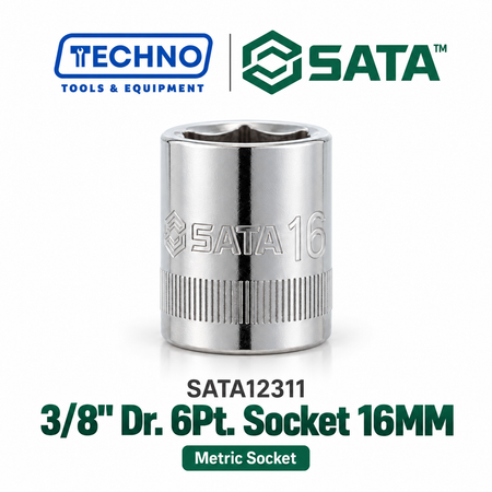 Shop SATA12301-12318 3/8" Dr. 6-point metric sockets, sizes 6mm to 24mm. Durable, precision-machined, hand-tool use only. Lifetime warranty. 18 sizes.