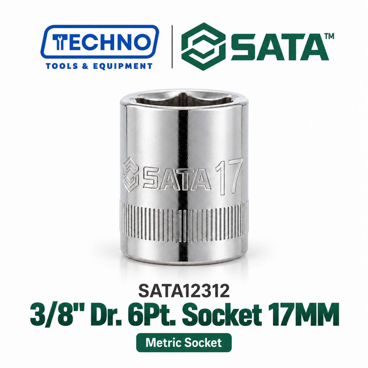 Shop SATA12301-12318 3/8" Dr. 6-point metric sockets, sizes 6mm to 24mm. Durable, precision-machined, hand-tool use only. Lifetime warranty. 18 sizes.