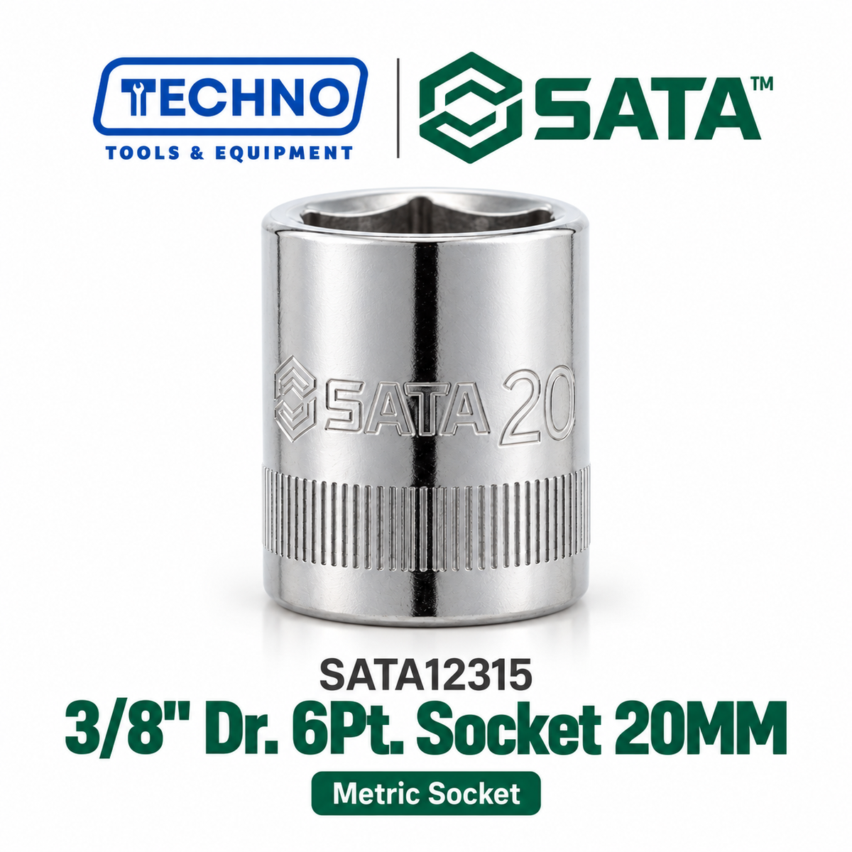 Shop SATA12301-12318 3/8" Dr. 6-point metric sockets, sizes 6mm to 24mm. Durable, precision-machined, hand-tool use only. Lifetime warranty. 18 sizes.