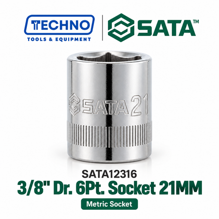 Shop SATA12301-12318 3/8" Dr. 6-point metric sockets, sizes 6mm to 24mm. Durable, precision-machined, hand-tool use only. Lifetime warranty. 18 sizes.
