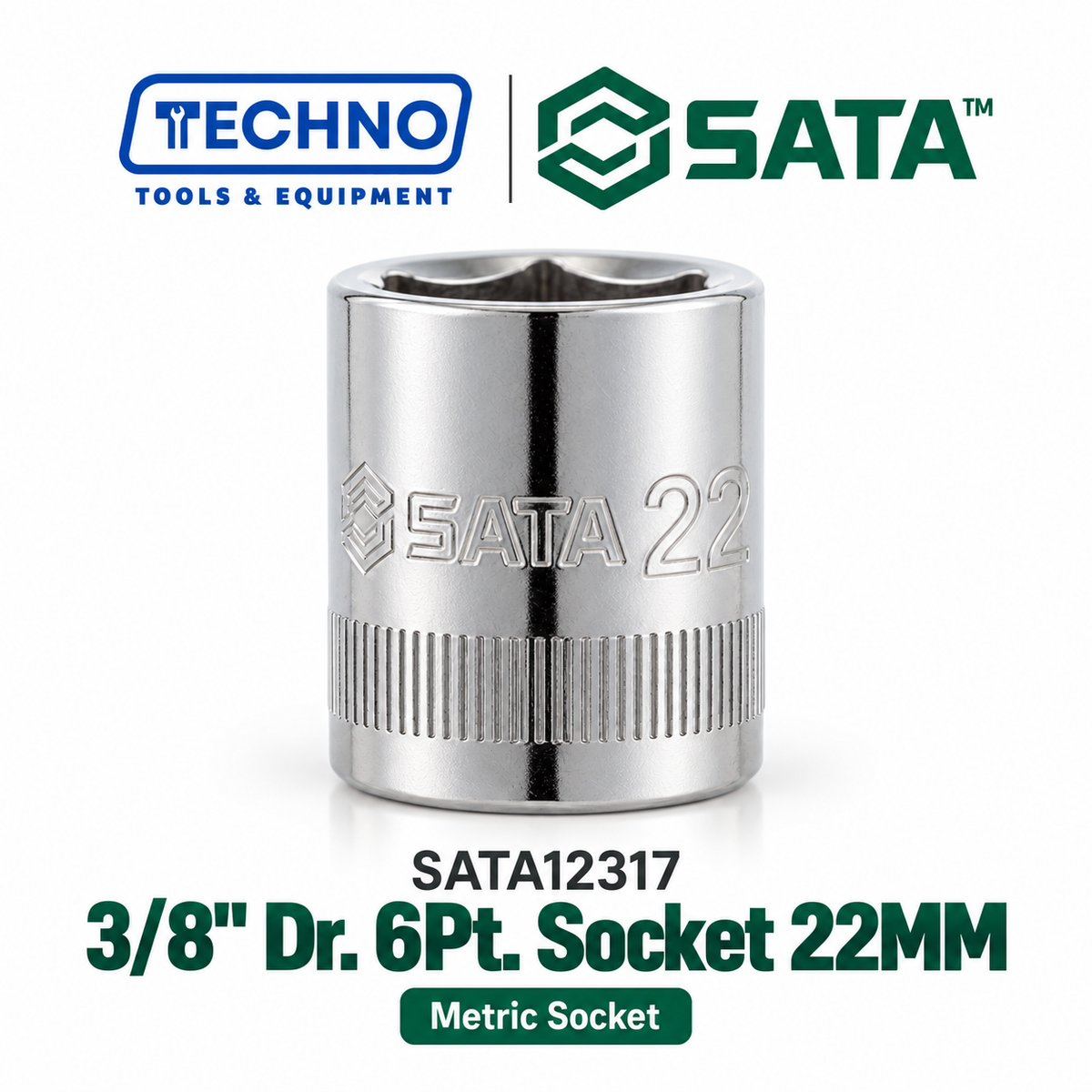 Shop SATA12301-12318 3/8" Dr. 6-point metric sockets, sizes 6mm to 24mm. Durable, precision-machined, hand-tool use only. Lifetime warranty. 18 sizes.