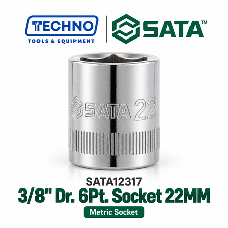Shop SATA12301-12318 3/8" Dr. 6-point metric sockets, sizes 6mm to 24mm. Durable, precision-machined, hand-tool use only. Lifetime warranty. 18 sizes.