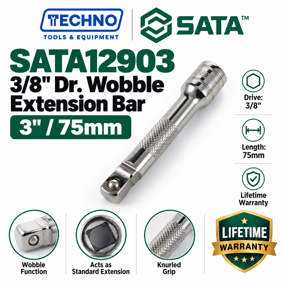 SATA 12903 3" (75mm) wobble extension bar, 3/8" drive, view 2