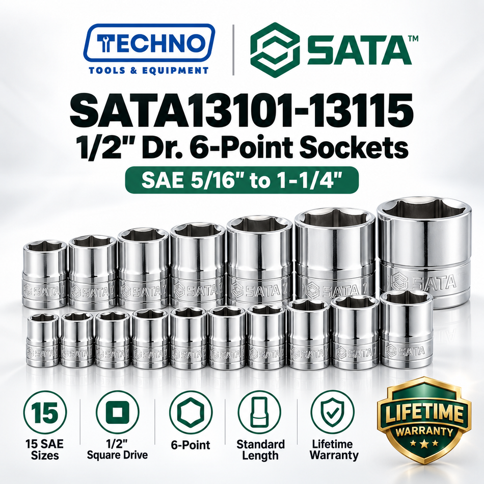 Shop SATA13101-13115 1/2" drive 6-point SAE sockets, 5/16" to 1-1/4". Choose your size. Hand-tool use. Lifetime warranty.