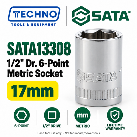 Shop SATA13301-13320 1/2" drive 6-point metric sockets from 8mm to 32mm. Choose your size. Lifetime warranty.