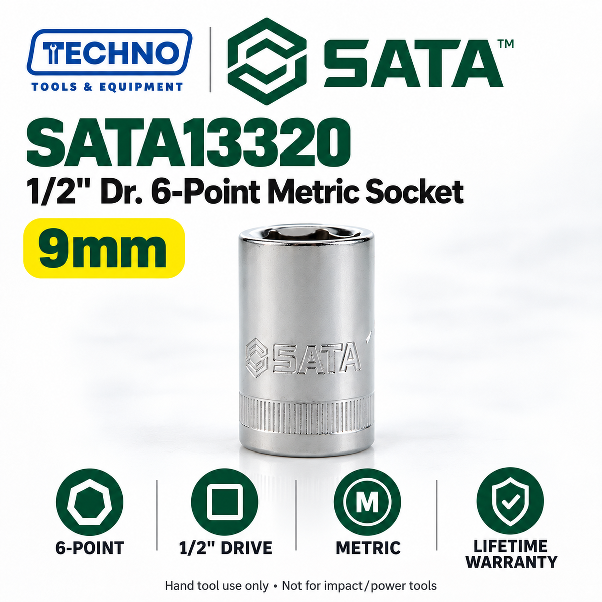 Shop SATA13301-13320 1/2" drive 6-point metric sockets from 8mm to 32mm. Choose your size. Lifetime warranty.