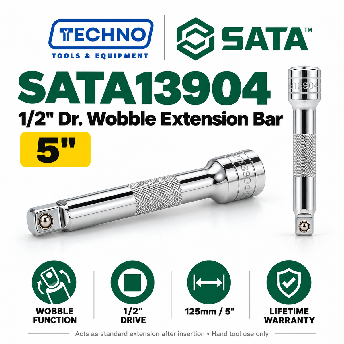Shop SATA 1/2" Dr. wobble extension bars in 5" and 10" lengths. Turning head reaches angled fasteners; acts as a standard extension once inserted.