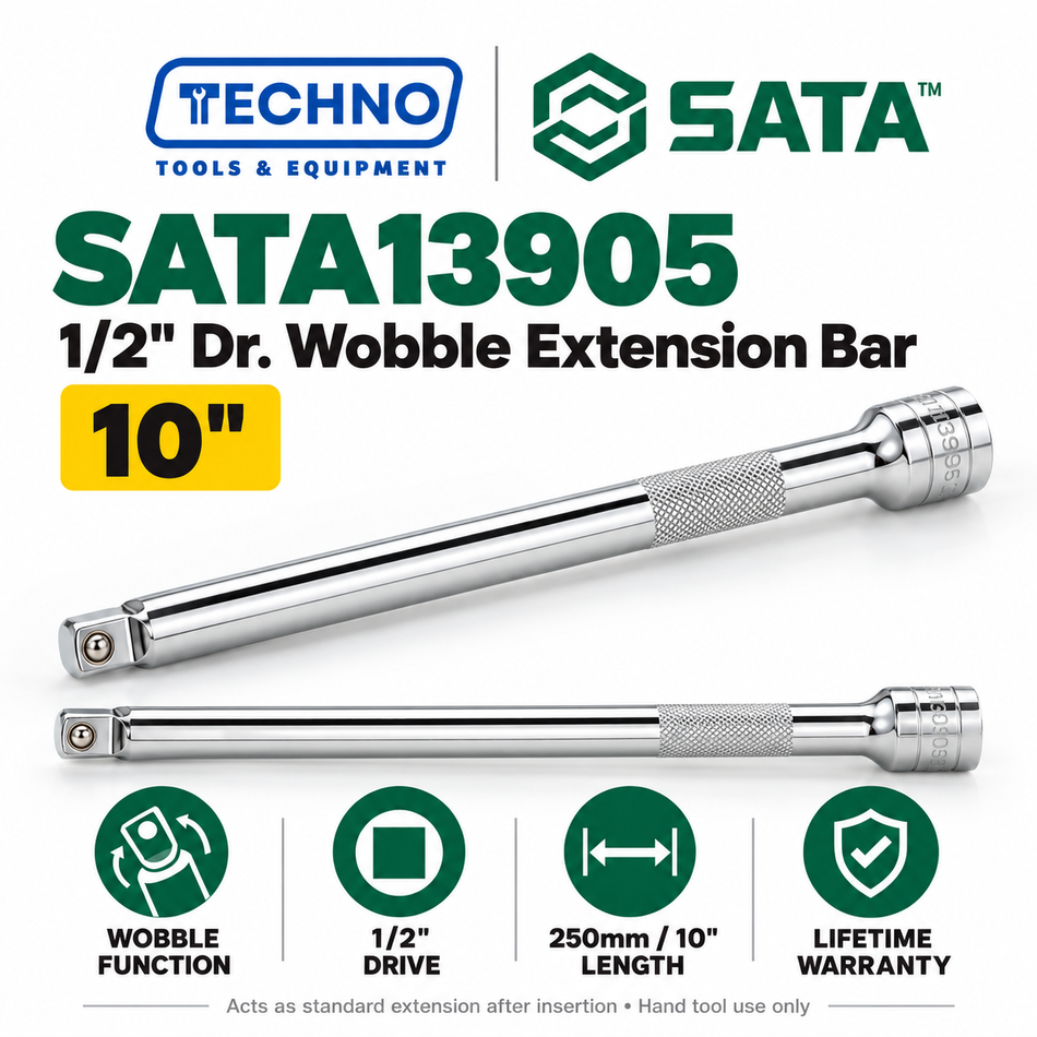 Shop SATA 1/2" Dr. wobble extension bars in 5" and 10" lengths. Turning head reaches angled fasteners; acts as a standard extension once inserted.