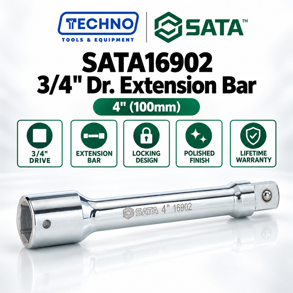 Shop SATA16902, SATA16903 & SATA16904 3/4" Dr. extension bars in 4", 8" and 16" (100-400mm). Lifetime warranty. Buy online.