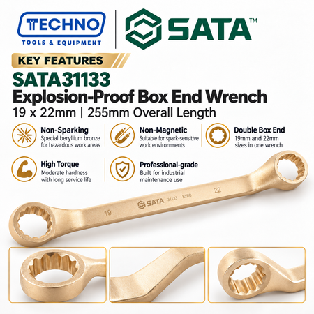 SATA31133 Explosion-Proof Box End Wrench 19x22mm, Non-Sparking SATA