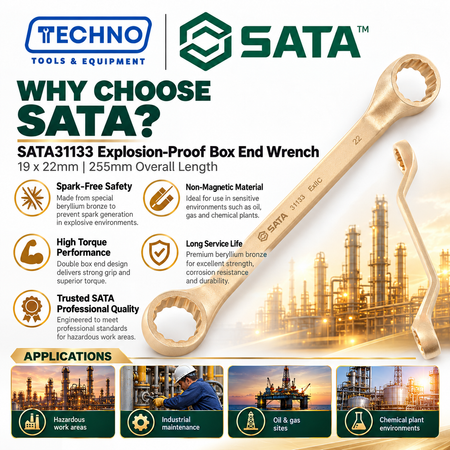 SATA31133 Explosion-Proof Box End Wrench 19x22mm, Non-Sparking SATA