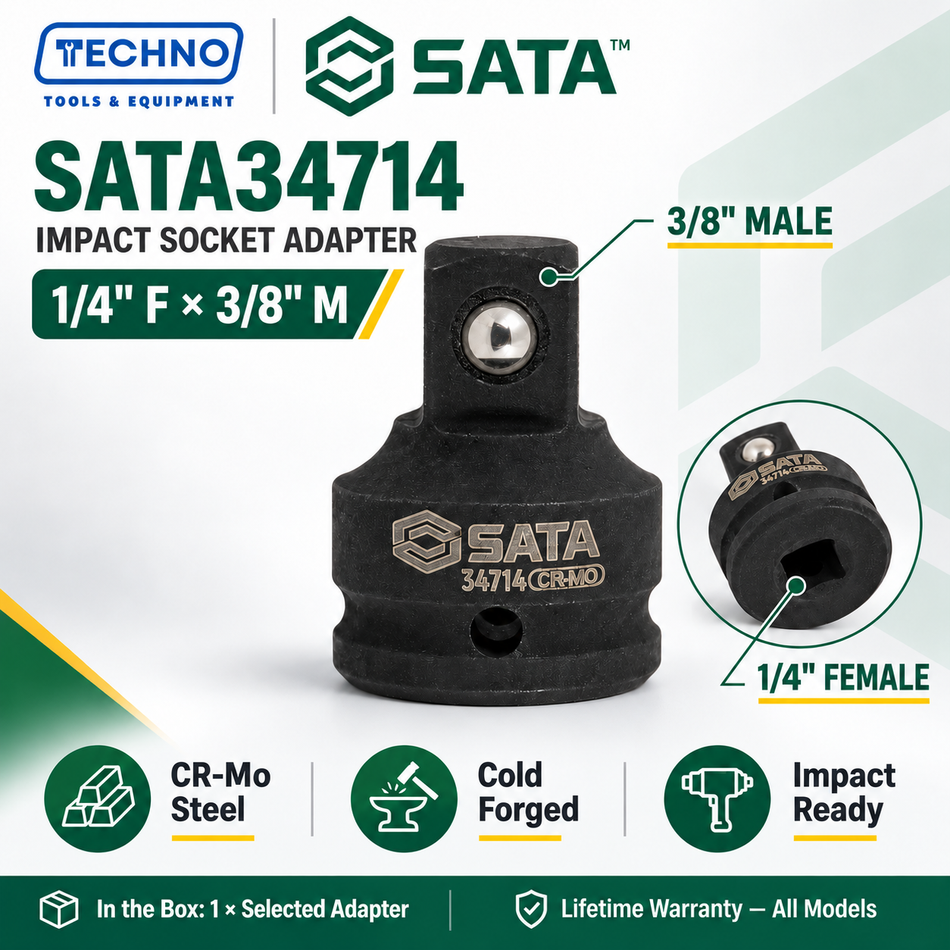 Shop SATA34714 to SATA34718 impact socket adapters, 1/4" to 3/4" drive. CR-Mo cold forged for impact resistance. Order online today.