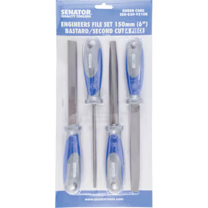 Senator 4-Piece Engineers File Set 150-250mm Bastard & Second Cut SENATOR