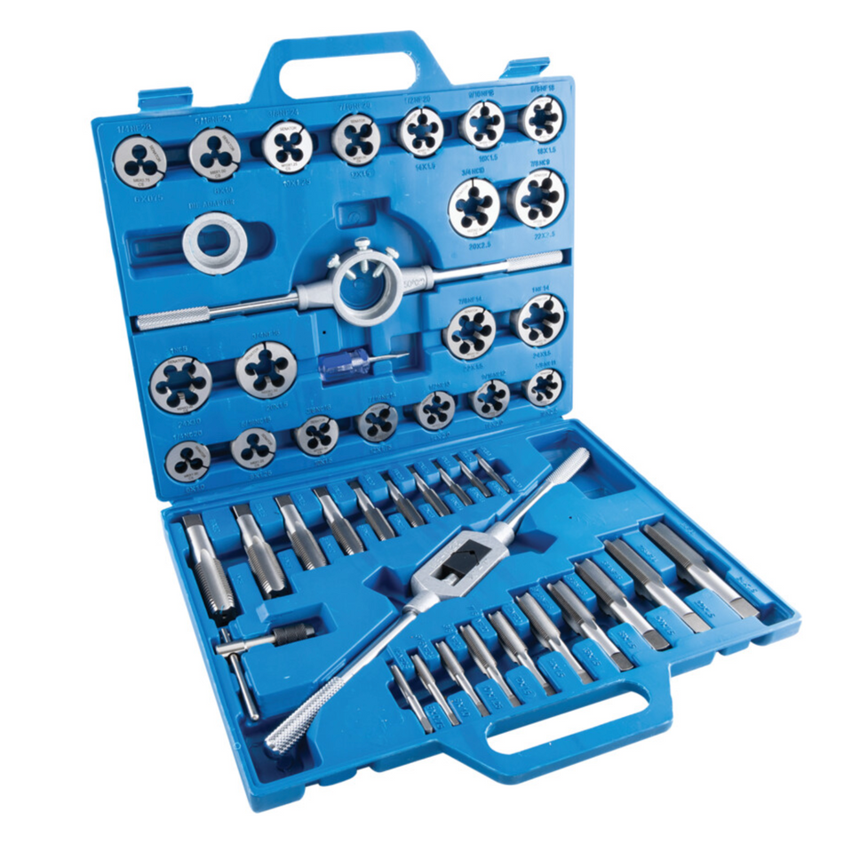 SENATOR 45pc Tap & Die Set, M6 - M24 Carbon Steel Threading Set in Case Metric Coarse; Metric Fine (SEN0869910K)