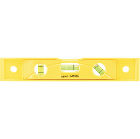 Shop the Senator SEN5102090K 230mm/9"  Magnetic Boat Level. High-visibility yellow, 3 vials (Horizontal/Vertical/45°), and impact-resistant plastic body.