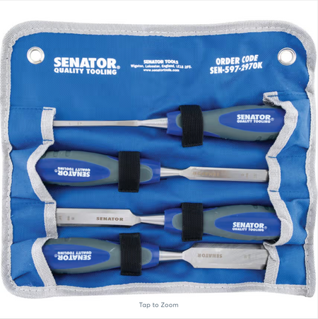 Senator 4-Pc Wood Chisel Set 6-25mm | Chrome Vanadium Bevel Edge with Bag SEN5972970K SENATOR