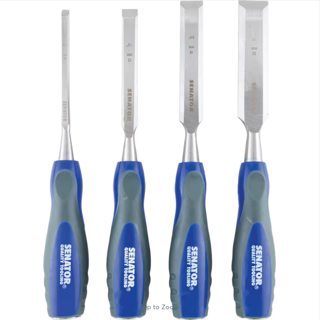 Senator 4-Pc Wood Chisel Set 6-25mm | Chrome Vanadium Bevel Edge with Bag SEN5972970K SENATOR