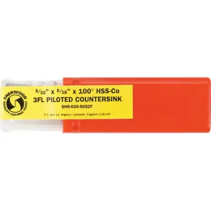 Sherwood SHR0205052F 5/32"x5/16" 100° HSS Cobalt 3FL Piloted Countersink SHERWOOD