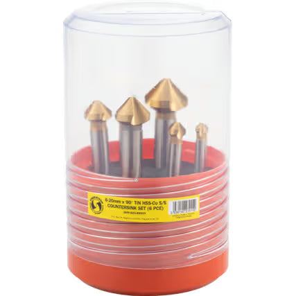 Sherwood 6-20mm 90° HSS Cobalt TiN Single-Sided Countersink Set SHERWOOD