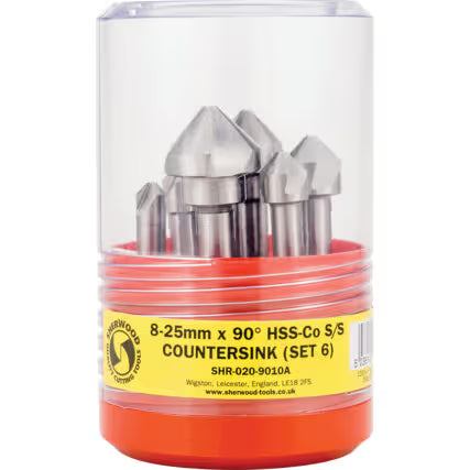 Sherwood 8-25mm 90° HSS Cobalt Single-Sided Countersink Set SHERWOOD