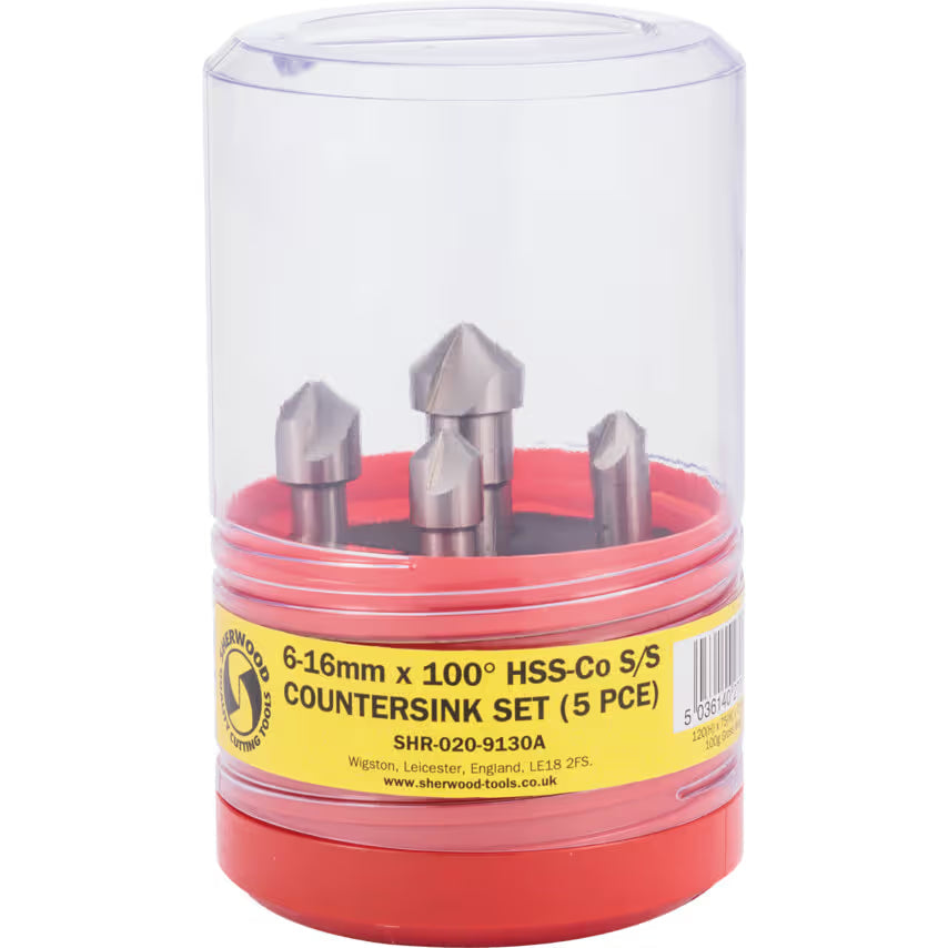 Sherwood 6-16mm 100° HSS Cobalt Single-Sided Countersink Set SHERWOOD