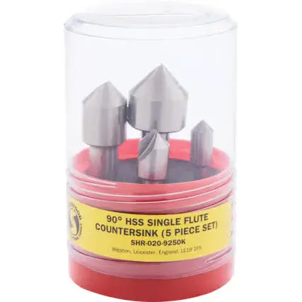 Sherwood 5Pc 90° HSS Single Flute Countersink Set SHR0209250K Kit SHERWOOD