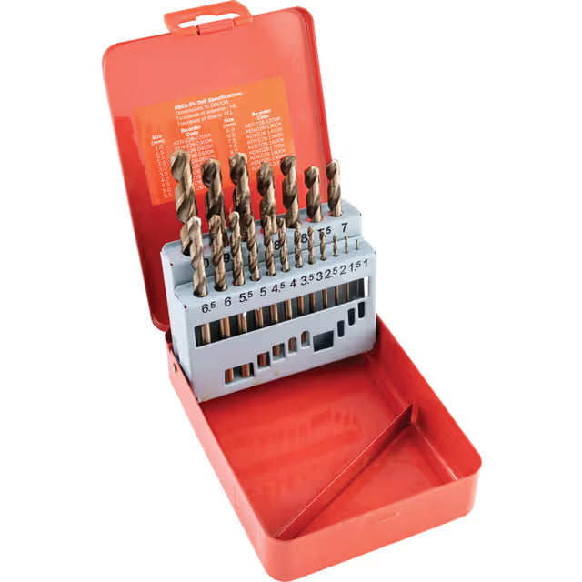 SHERWOOD Cobalt Drill Bit Set 1–10mm x 0.5mm SET-19 DIN338 SHERWOOD