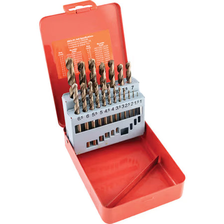 SHERWOOD Cobalt Drill Bit Set 1–10mm x 0.5mm SET-19 DIN338 SHERWOOD