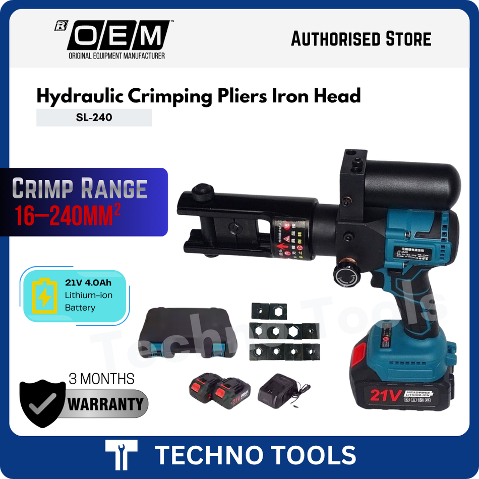 Electric Hydraulic Cable Lug Crimping Pliers 21V for Copper/Aluminum 16-240mm² JT-240 SL-240