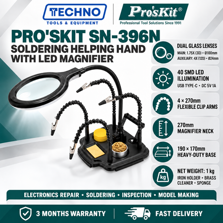 PRO'SKIT SN-396N Soldering Helping Hand with LED Magnifier PRO'SKIT