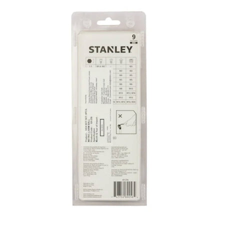 Stanley tool packaging with clear plastic cover on a white background