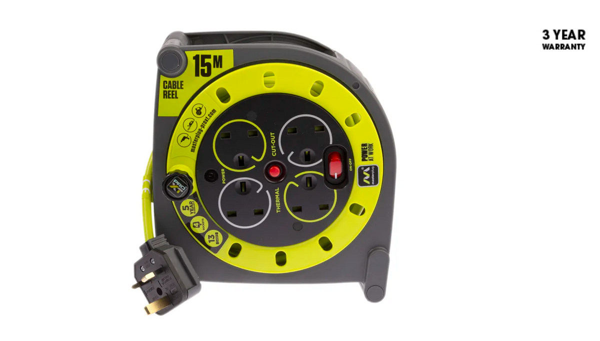 Masterplug Uk MasterPlug 15m 4 Socket Type G - British Cable Reel, 240 V (Extension ...