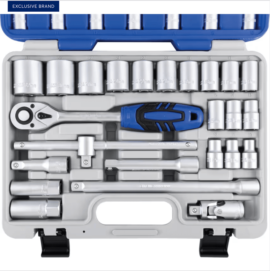 Senator 1/2" Drive 37pcs Socket Set, 10–32mm Metric, SEN5829260K