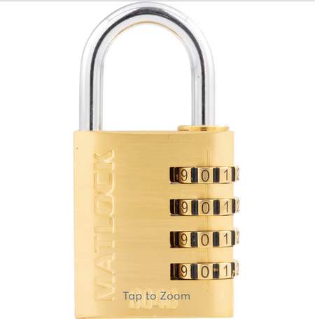 Matlock Combination Padlock, Brass, Bronze, 40mm Width, Weatherproof Techno Tools & Equipment