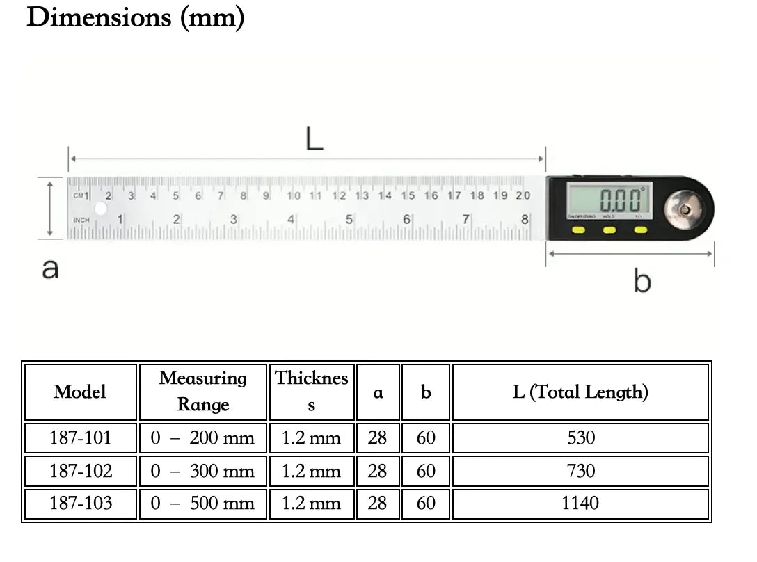Digital Angle Ruler 5422 series with datasheet