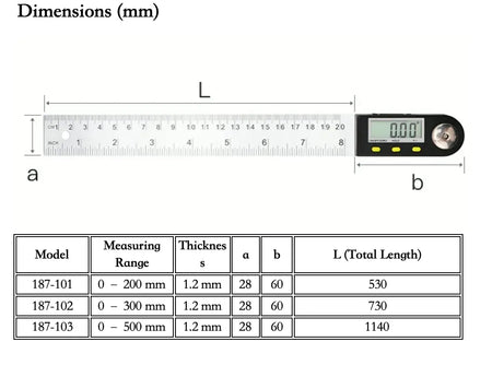 Digital Angle Ruler 5422 series with datasheet