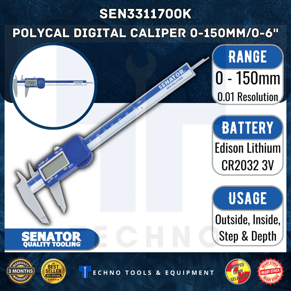 SENATOR 0-150mm/0-6" POLYCAL DIGITAL CALIPER SEN3311700K