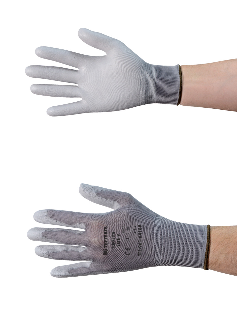 TUFFSAFE TFF-961-6420X Tufflite Nylon Lined PU Coated Grey Gloves