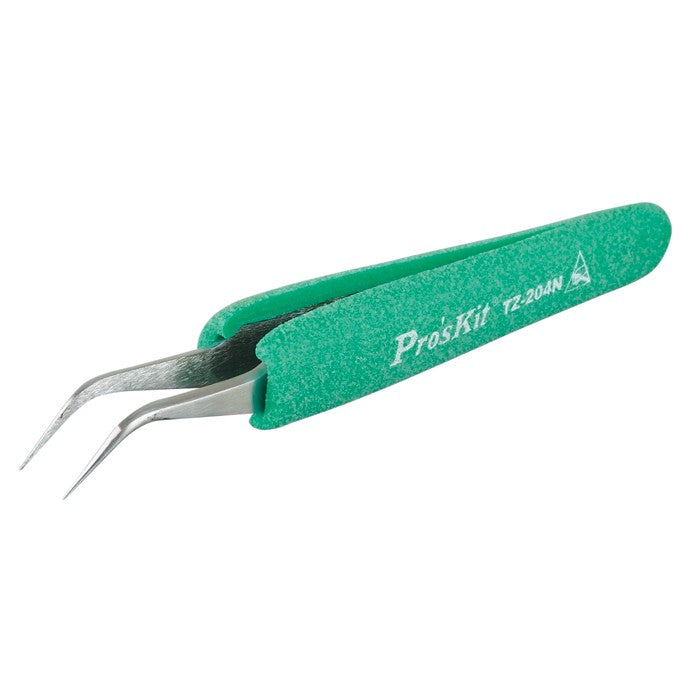 PRO'SKIT TZ-204N Ergo-Grip Tweezers (Fine Tip Curved) 120.5mm