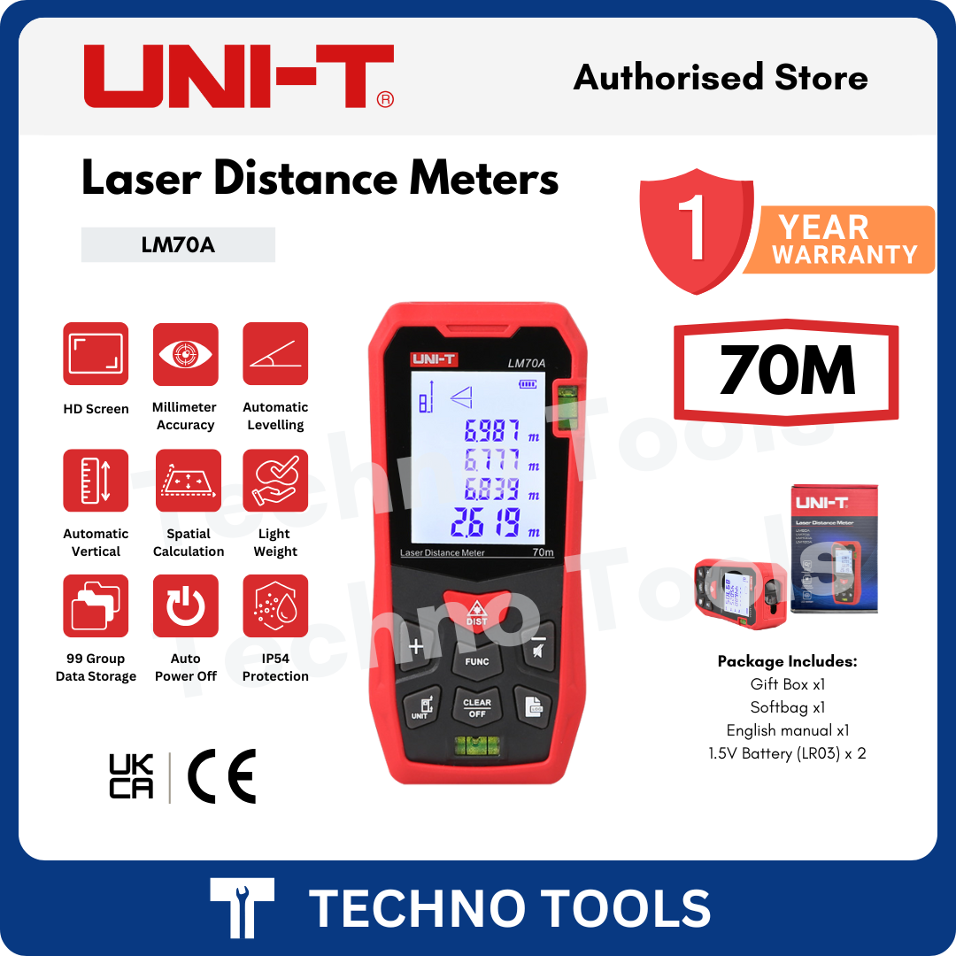 UNI-T LM70A laser distance meter with features and specifications 