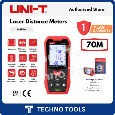UNI-T LM70A laser distance meter with features and specifications 