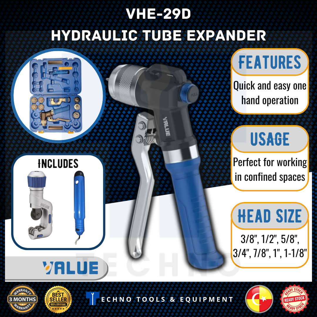 Value VHE-29D Hydraulic Tube Expander, HVAC Copper Pipe Tool