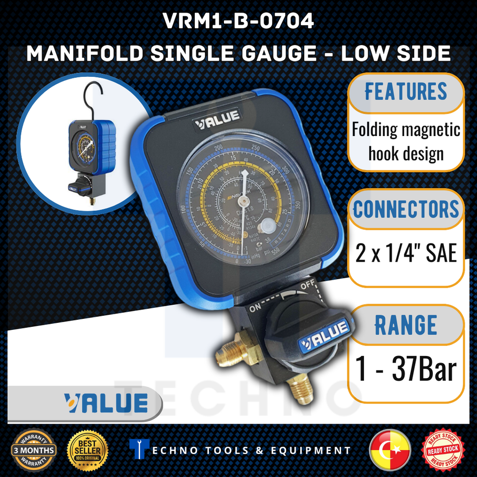 NAVTEK by VALUE Premium Single Manifold Gauge VRM1-B-0403 / 0704