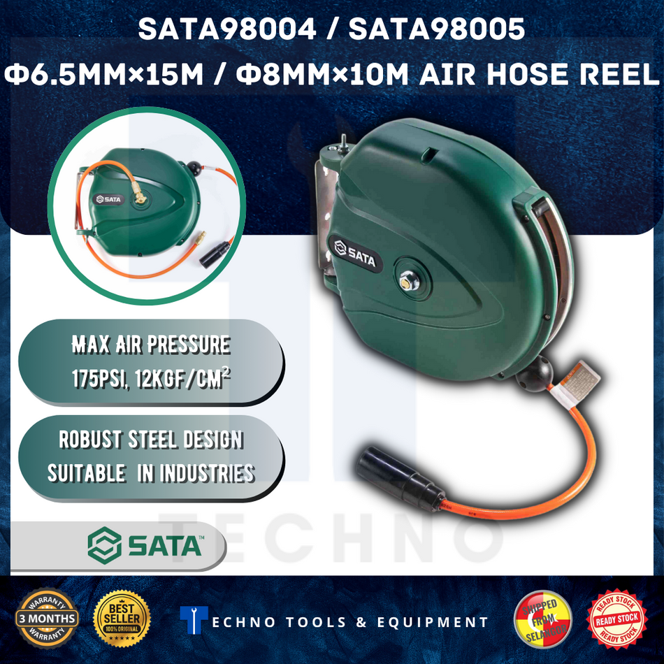 SATA SATA98004 Φ6.5mm×15m / SATA98005  Φ8mm×10m Air Hose Reel