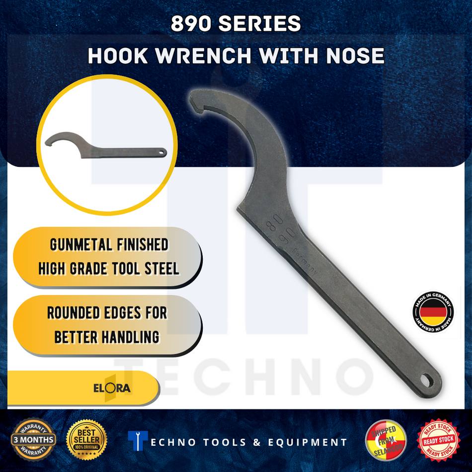 Elora 890 Series Hook Wrench with Nose 12-155mm